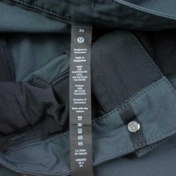 Lululemon ABC Pants Mens 34x30 Gray Slim Fit Recycled Polyester Stretch - Picture 3 of 7